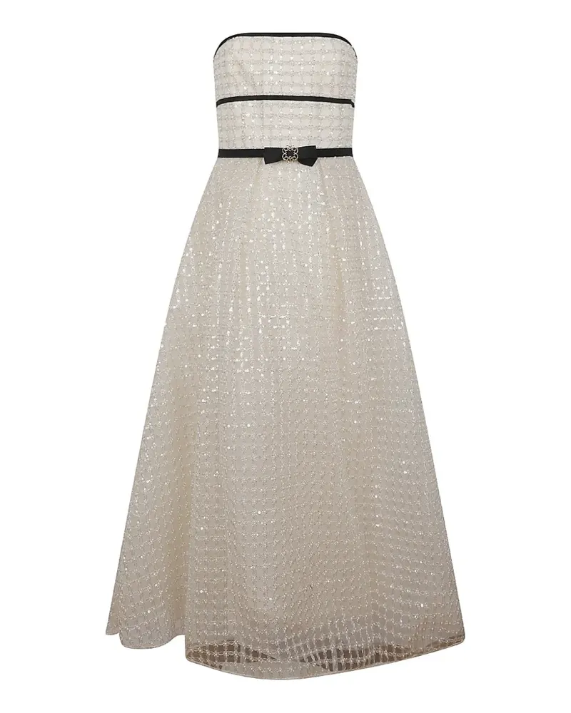 Elie Saab bow belted strapless dress - Nude Nude