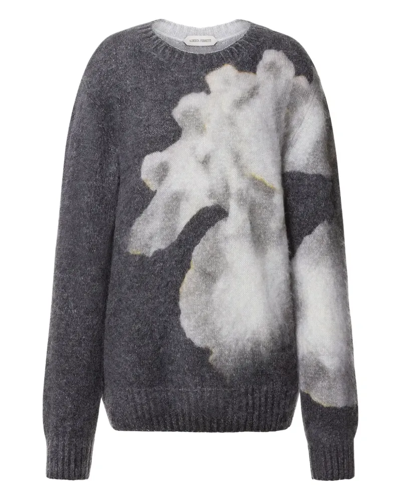 Alberta Ferretti Strickpullover mit Blumenintarsien - Grau Grau
