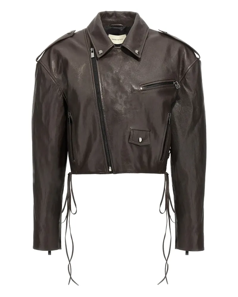 Magda Butrym 19 Lederjacke mit Schnürung - Braun Braun