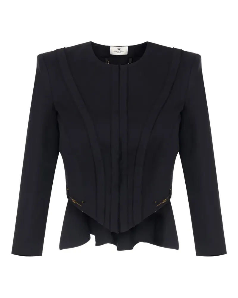 Elisabetta Franchi Jacke aus Gabardine mit Horsebits - Schwarz Schwarz