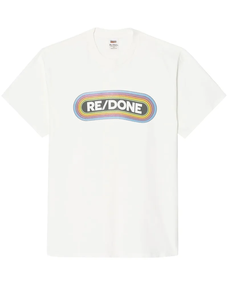 RE/DONE T-Shirt mit Logo-Print Weiß