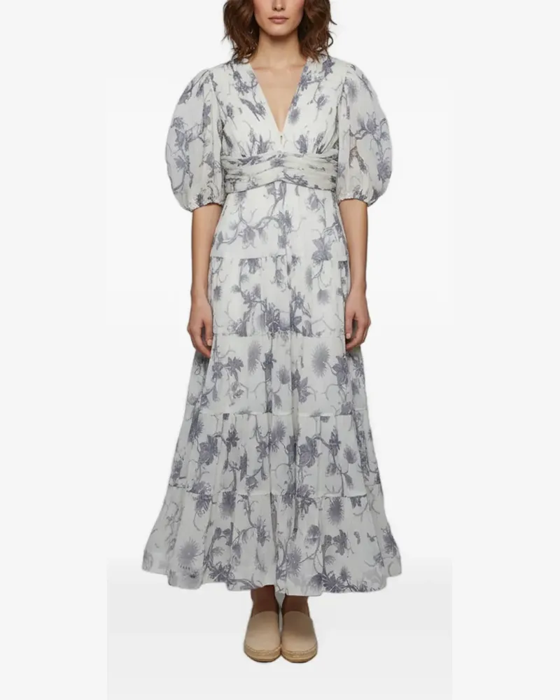 Zimmermann Maxikleid mit Blumenprint - Weiß Weiß