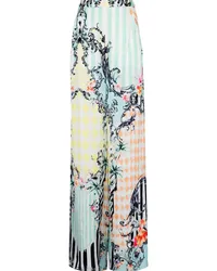 Balmain Palazzohose mit Barock-Print Blau