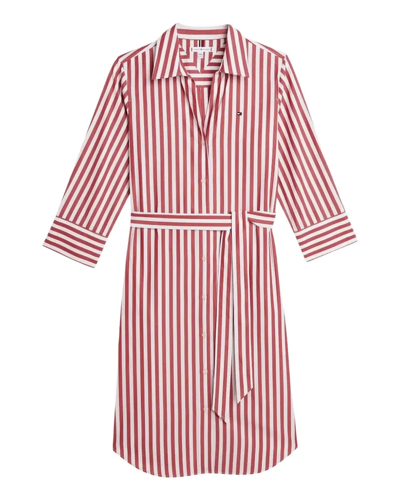 Tommy Hilfiger Gestreiftes Midikleid mit Gürtel - Rot Rot