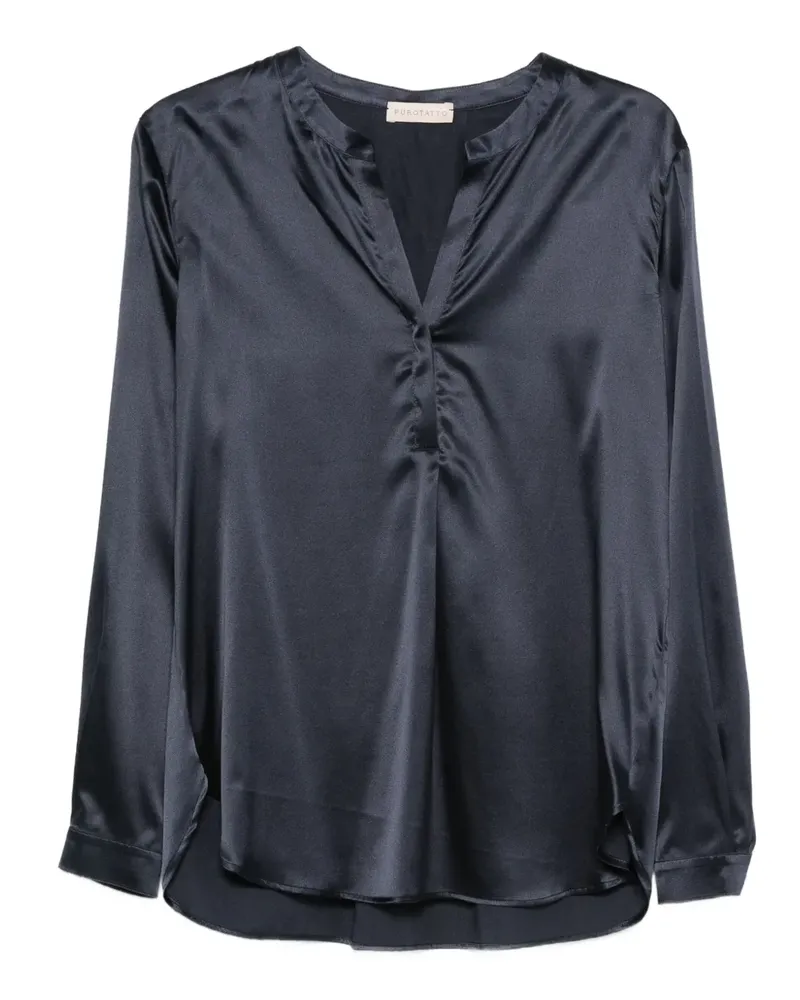 Purotatto Hemd mit V-Ausschnitt - Blau Blau