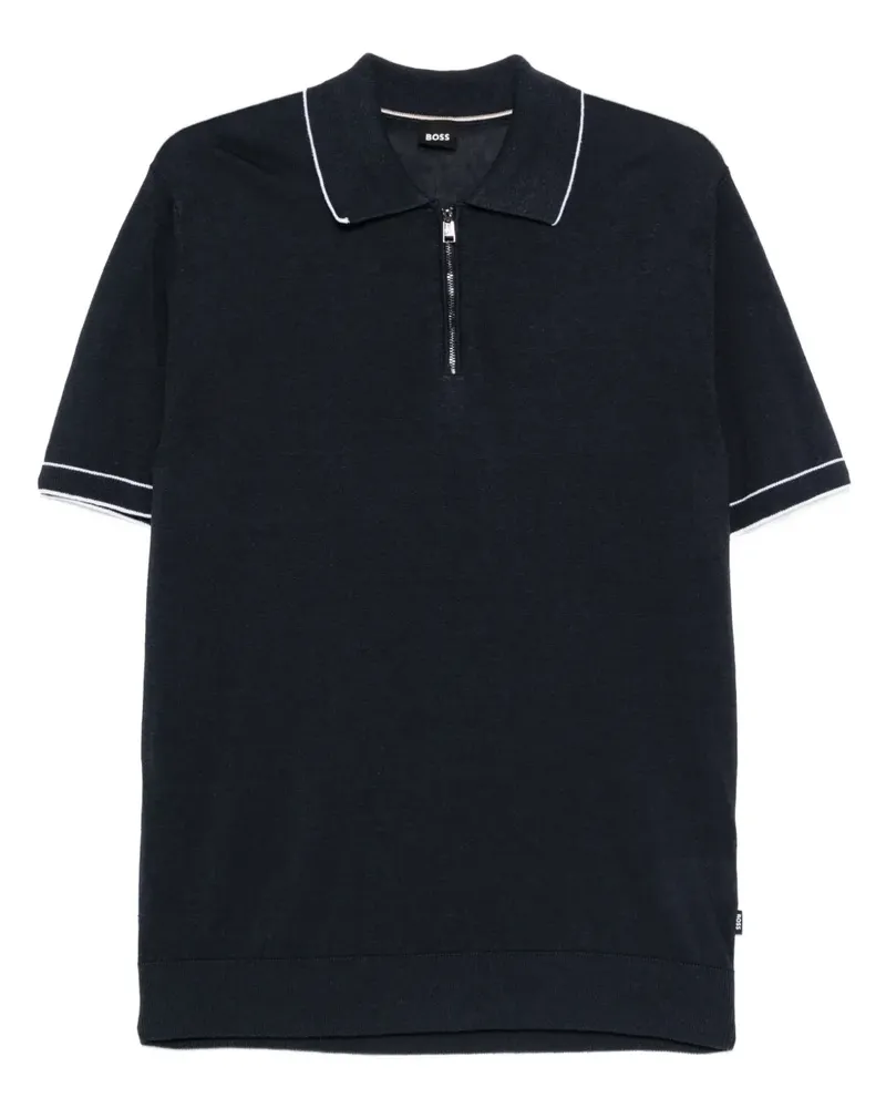 HUGO BOSS Poloshirt aus Leinen - Blau Blau
