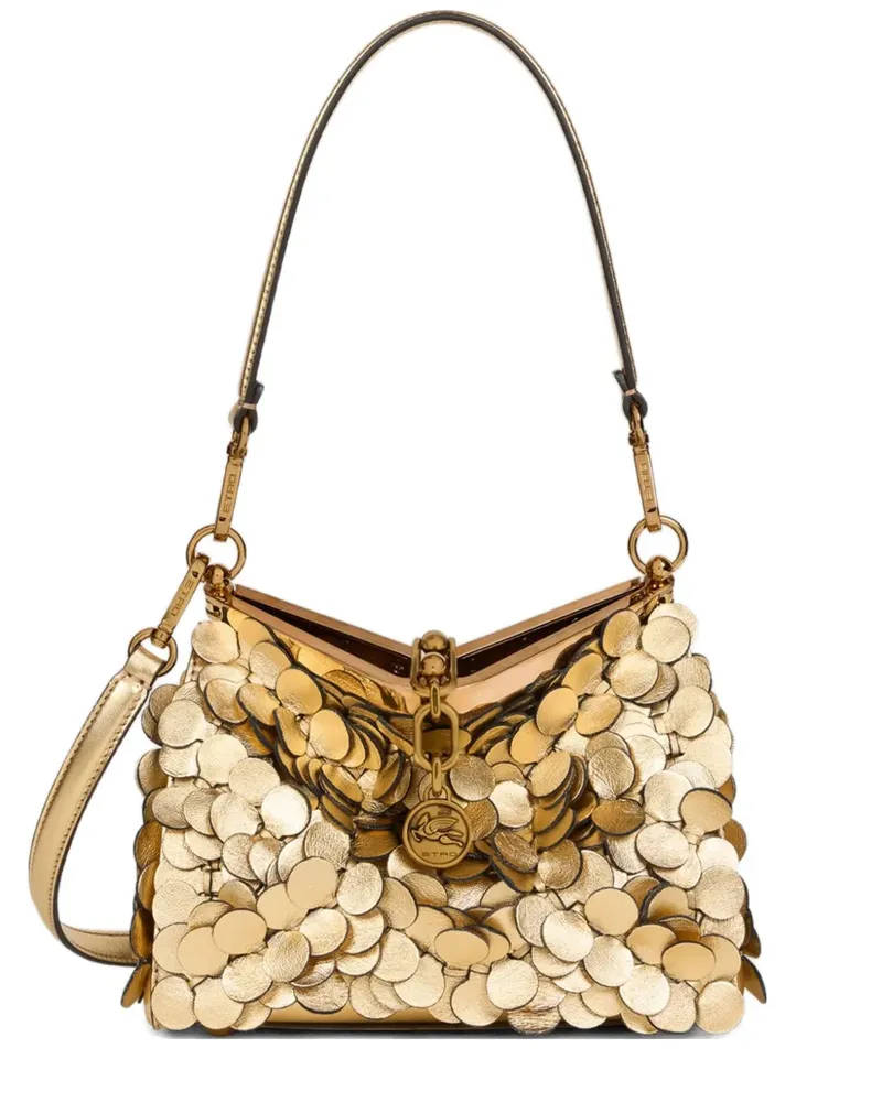 Etro Kleine Vela Schultertasche mit laminierten Pailletten - Gold Gold