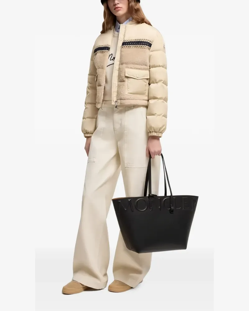 Moncler Kleine Tote Bag mit Logo-Prägung - Schwarz Schwarz
