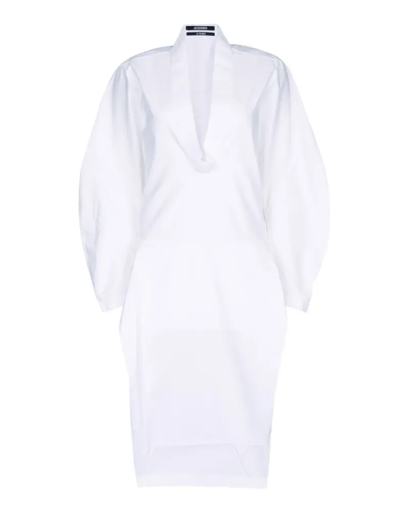 Jacquemus The Colombe Kleid mit lockerem Schnitt und runden Ärmeln - Weiß Weiß