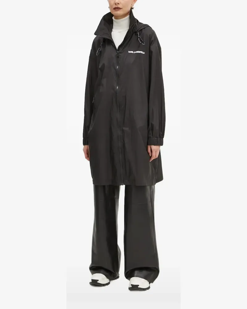 Karl Lagerfeld Kapuzen-Regenmantel mit Logo - Schwarz Schwarz