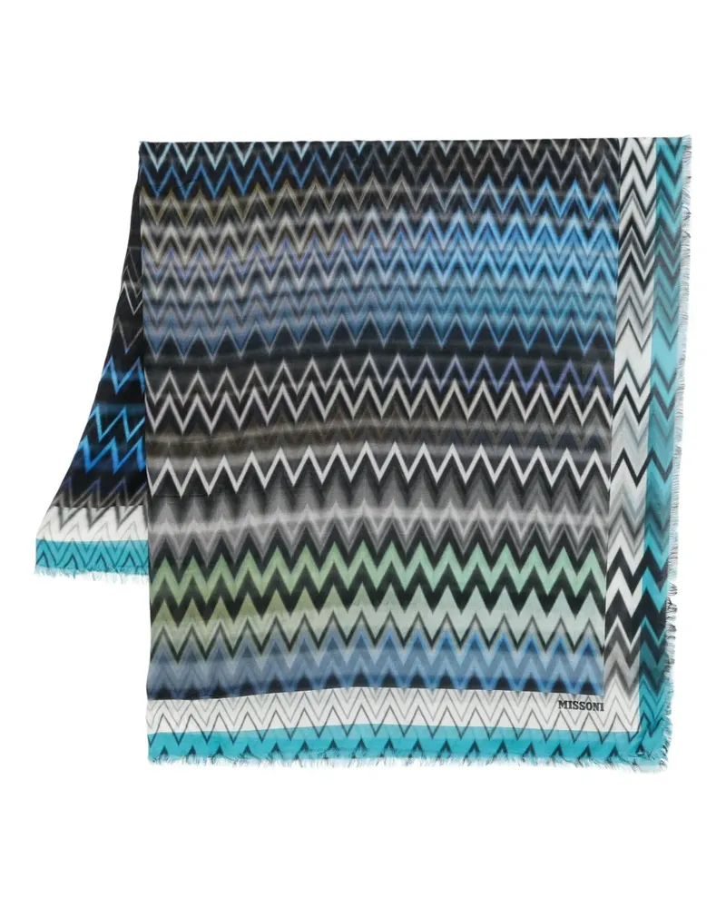 Missoni Schal mit ausgefransten Kanten - Blau Blau