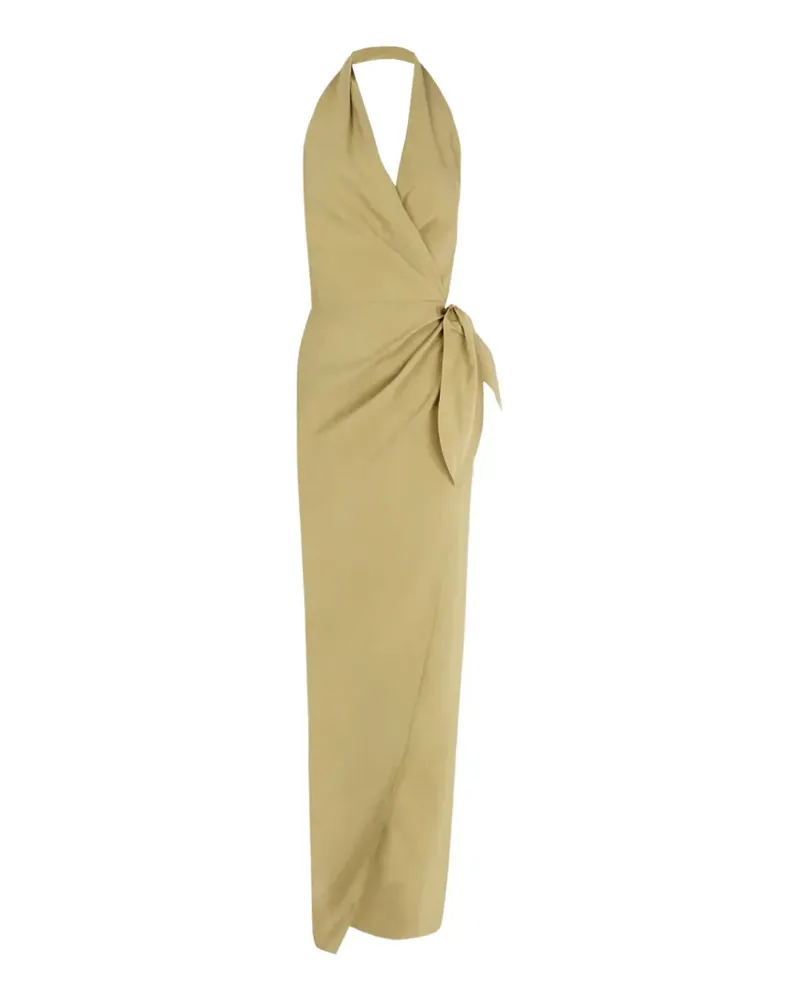 Cortana Mona halterneck wrap maxi dress - Nude Nude
