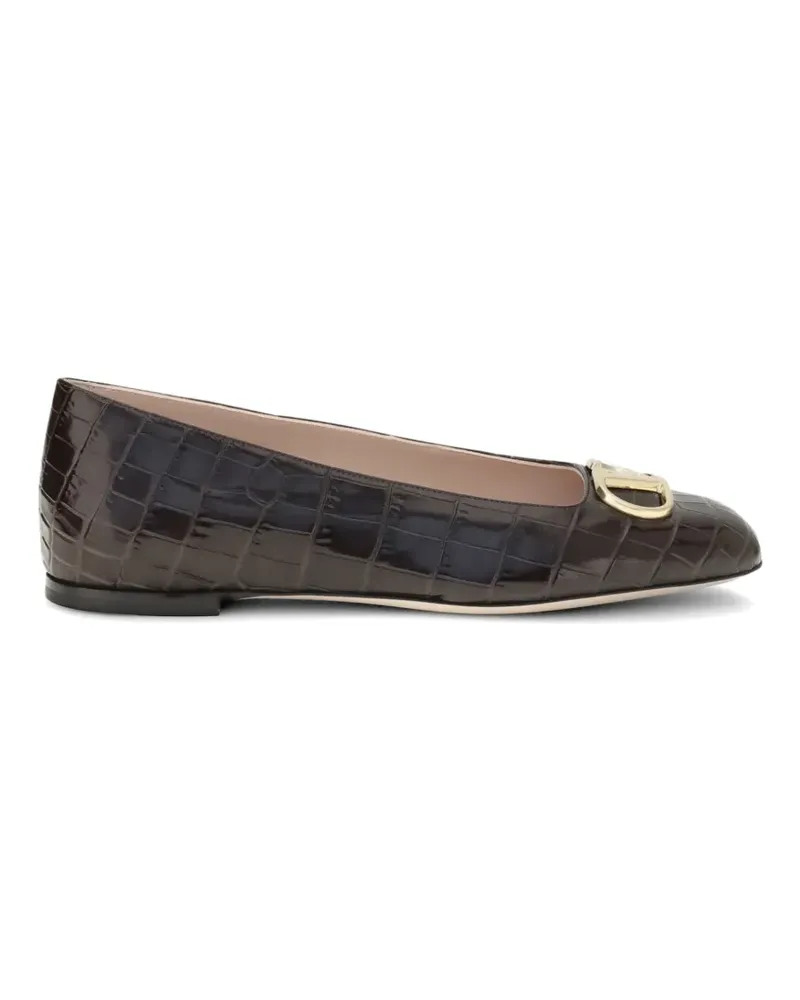Valentino Garavani VLogo Signature croc-effect ballet flats - Braun Braun