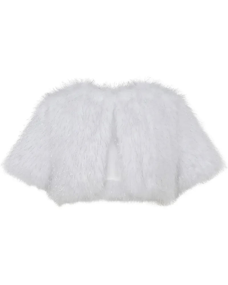 UNREAL FUR Cropped-Jacke mit Rundhalsausschnitt - Weiß Weiß