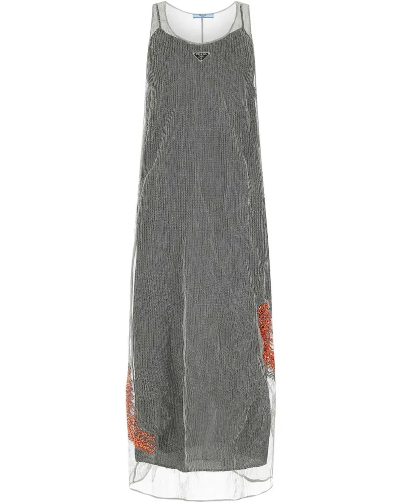 Prada Kleid aus Mesh im Layering-Look - Grau Grau
