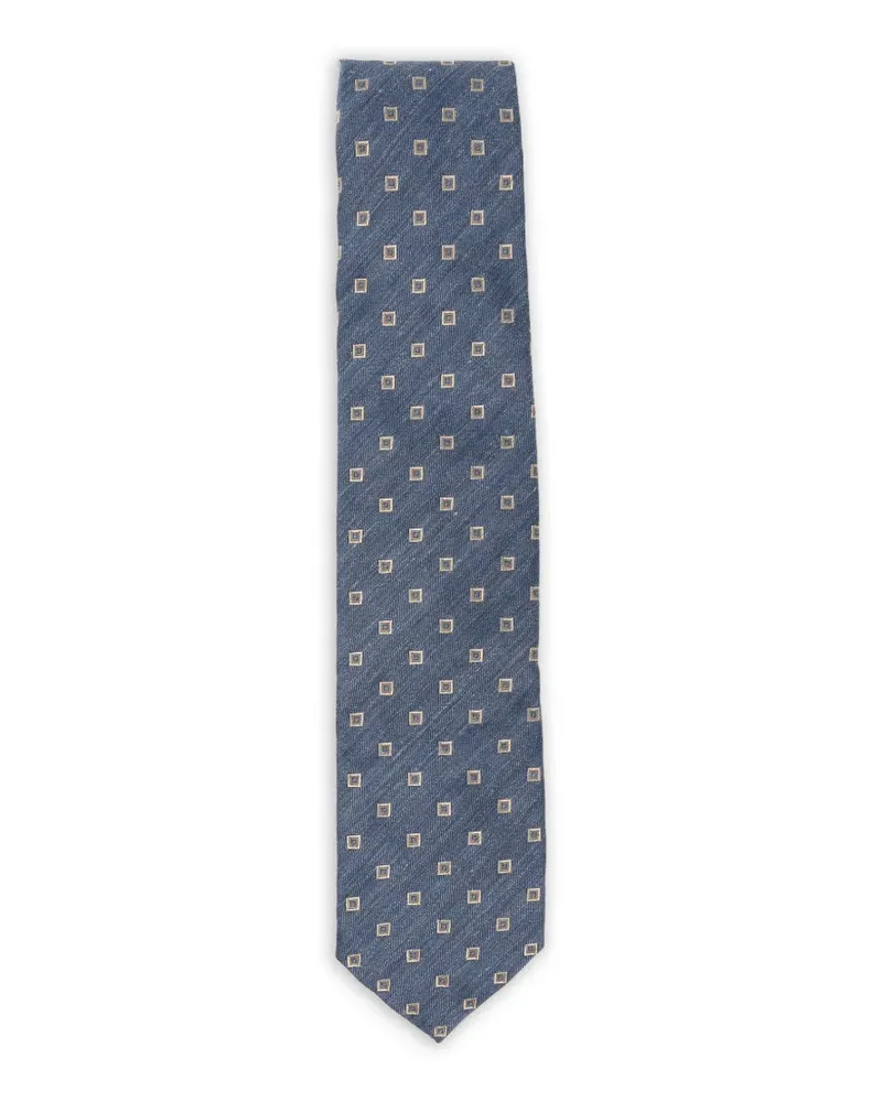 BARBA geometric-pattern tie - Blau Blau