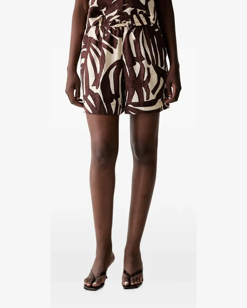 Benetton leaf-print drawstring mini shorts - Braun Braun