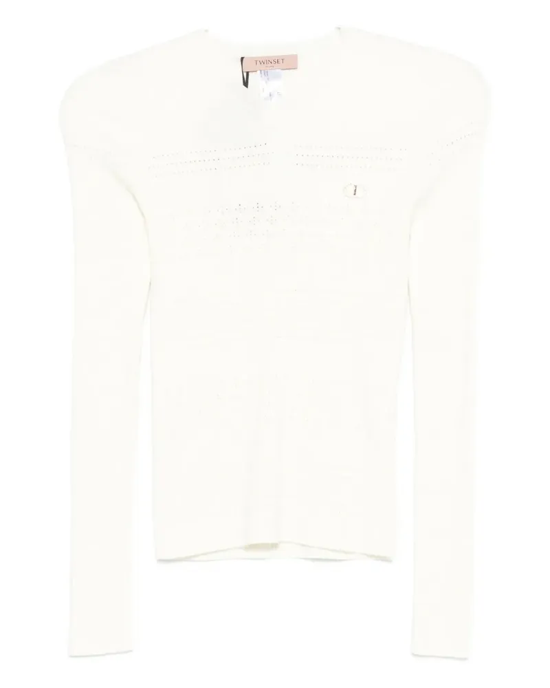 Twin-Set Oberteil aus Pointelle-Strick - Weiß Weiß