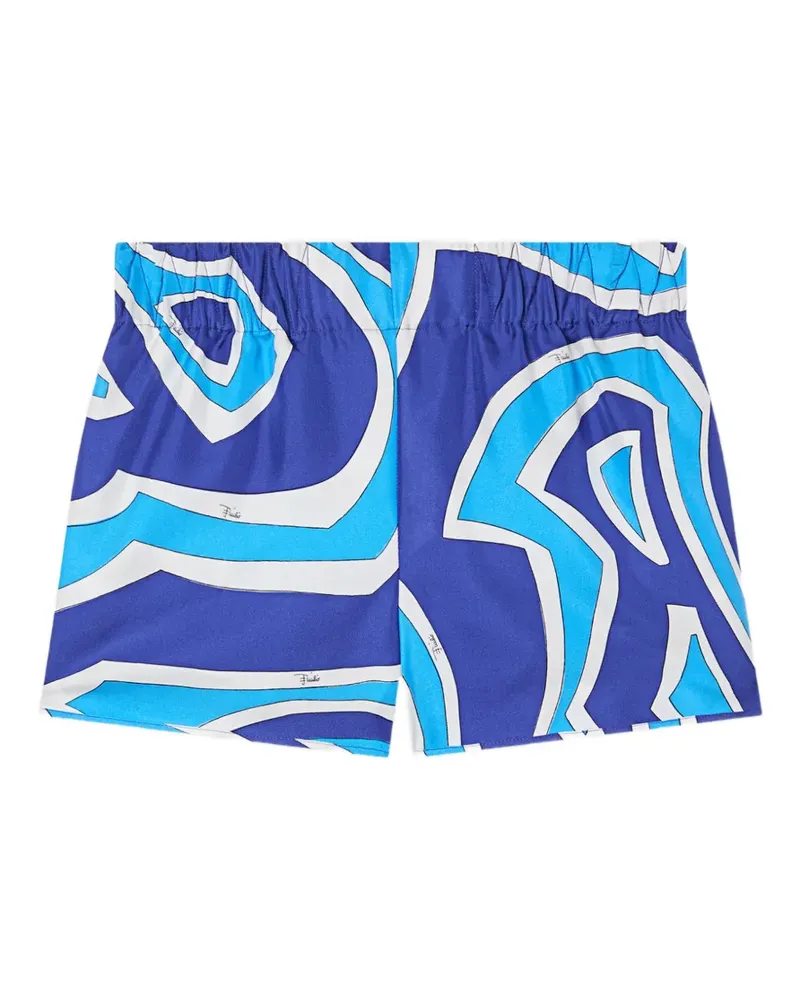 Emilio Pucci Labirinto-print silk shorts - Blau Blau