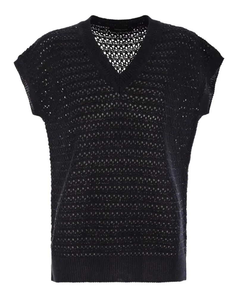 Fabiana Filippi Gehäkelter Pullunder mit V-Ausschnitt - Schwarz Schwarz