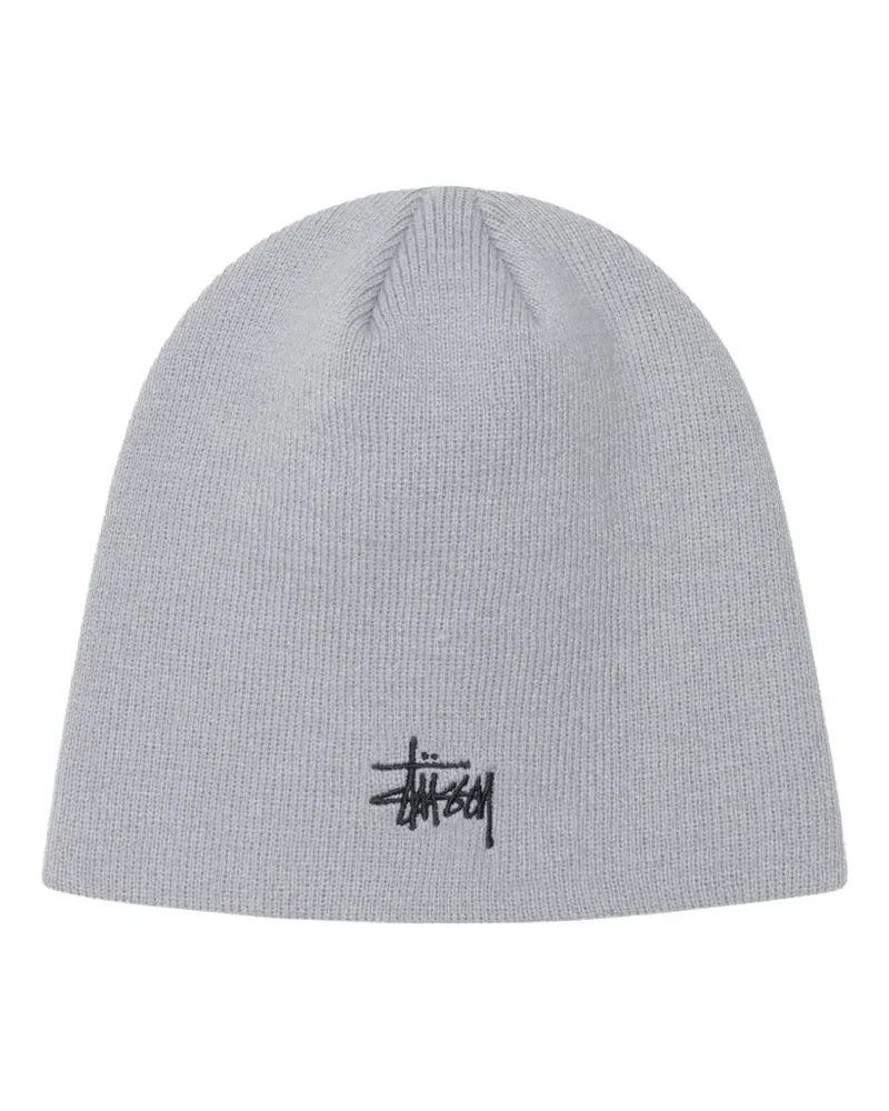 Stüssy Skullcap Beanie mit Totenkopf - Grau Grau