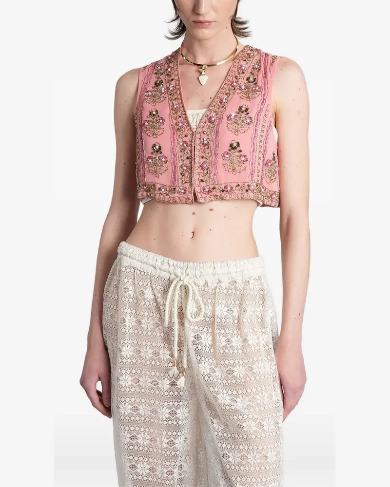 Antik Batik sequin-embellished embroidered waistcoat - Rosa Rosa