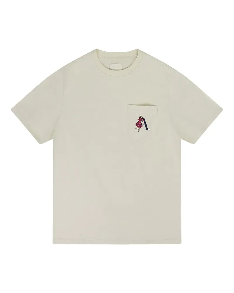 Aimé Leon Dore Seasonal Citrus T-Shirt mit bestickter Tasche - Nude Nude