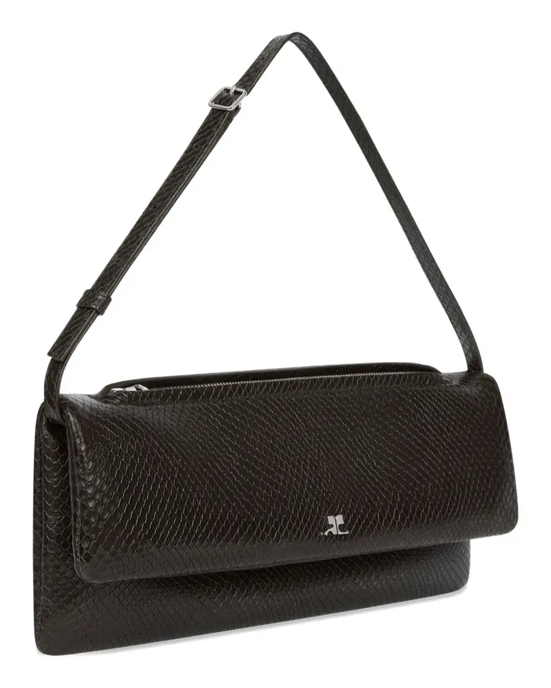 Courrèges Vipper Clutch mit Schlangenleder-Prägung - Braun Braun