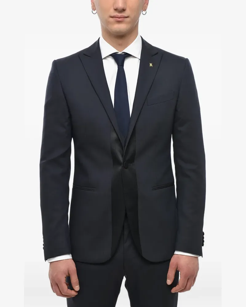 Corneliani satin-trim three-piece suit - Blau Blau