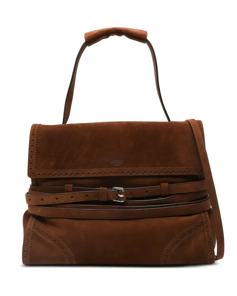 Moschino Mittelgroßer Tie Me Tote Bag mit Schnallenriemen - Braun Braun