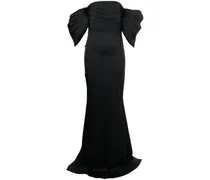 Schulterfreies Kleid mit Raffungen - Schwarz