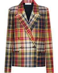 Oscar de la Renta Doppelreihiger Blazer mit Check Blau