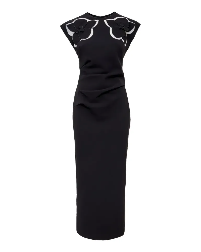 Acler Koda Midikleid mit Blumenapplikation - Schwarz Schwarz