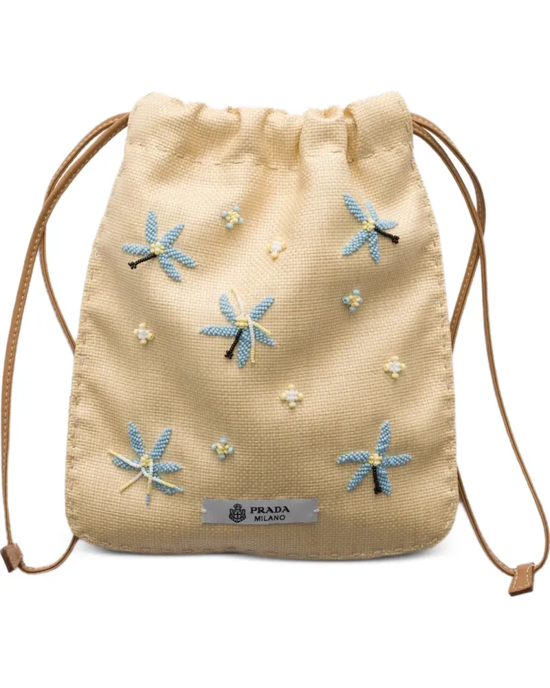 Prada embroidered-canvas smartphone case - Nude Nude