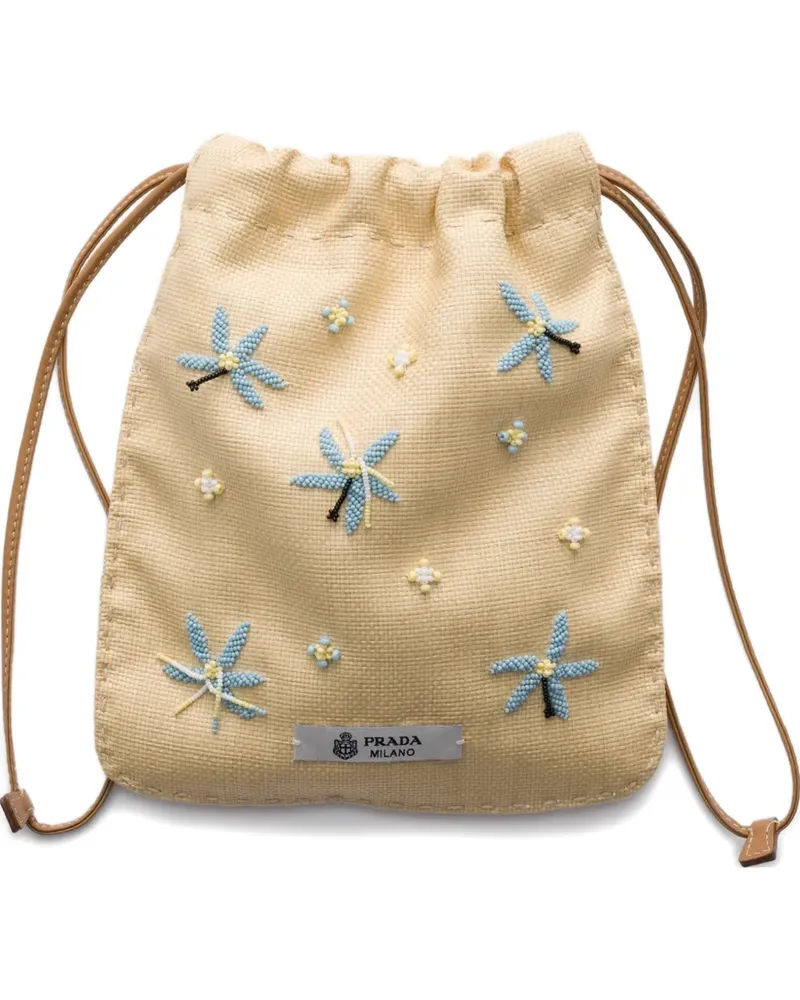 Prada embroidered-canvas smartphone case - Nude Nude
