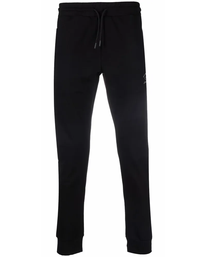 Paul & Shark Schmale Jogginghose mit Logo-Print - Schwarz Schwarz