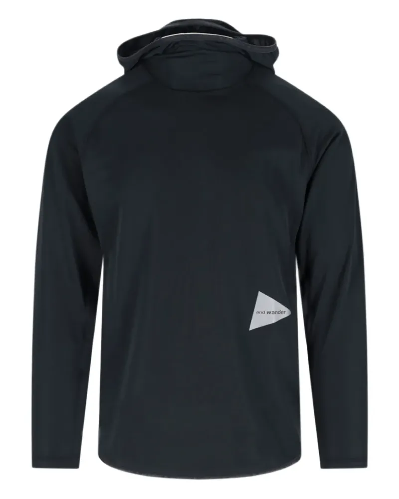 and wander Hoodie mit Logo-Print - Schwarz Schwarz