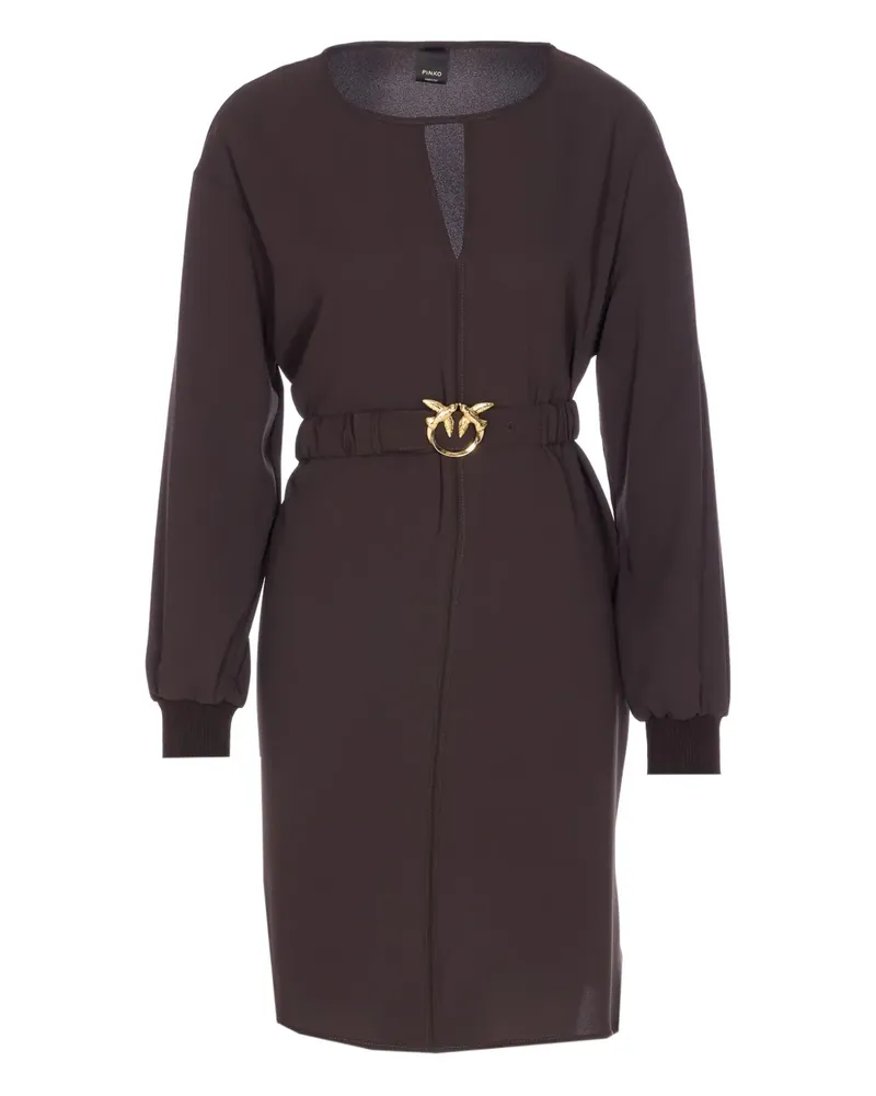 Pinko Kleid mit Vogelverzierung - Braun Braun