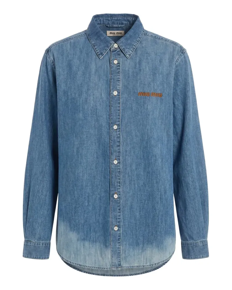 Miu Miu logo-embroidered denim shirt - Blau Blau