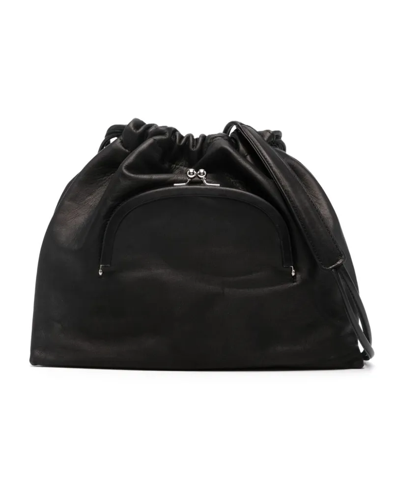 Yohji Yamamoto Beuteltasche aus Leder Schwarz