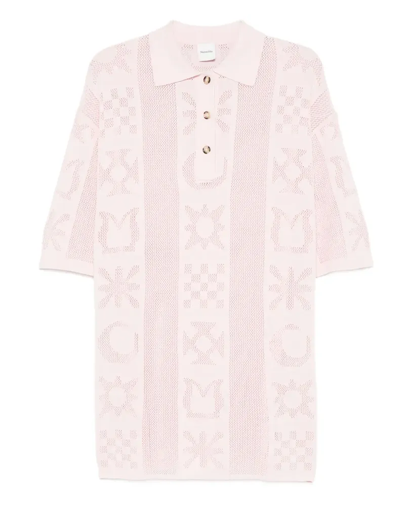 Nanushka Gemustertes Hemdkleid mit Polokragen - Rosa Rosa