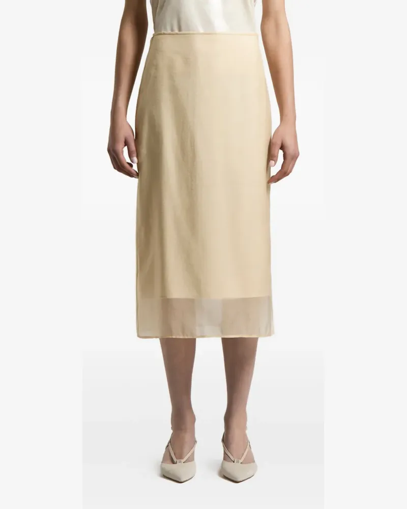 Peserico silk-panelled midi skirt - Nude Nude