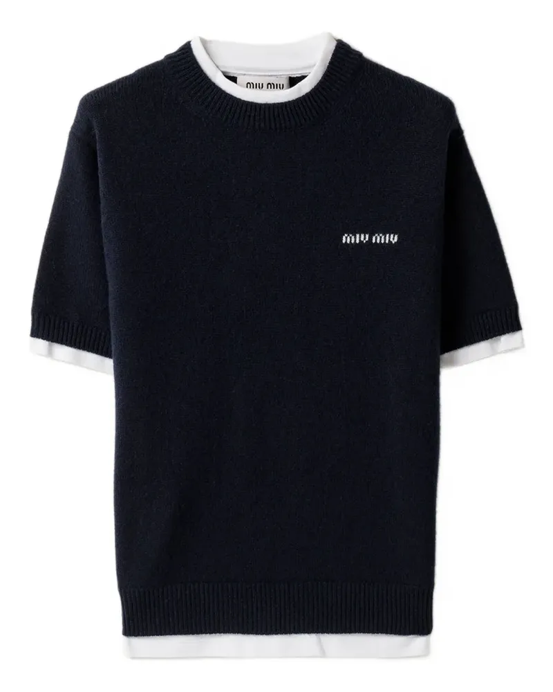 Miu Miu T-Shirt mit Rundhalsausschnitt - Blau Blau