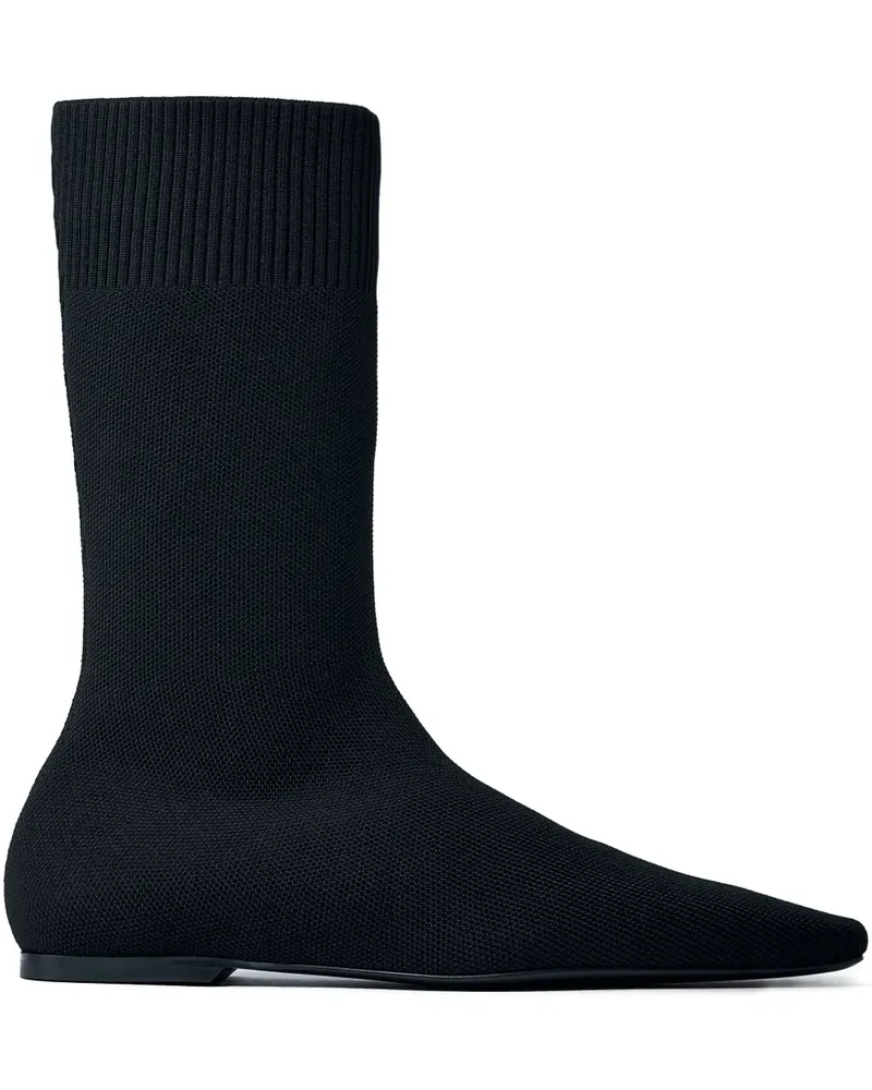 Totême Gerippte Strickstiefel mit eckiger Kappe - Schwarz Schwarz