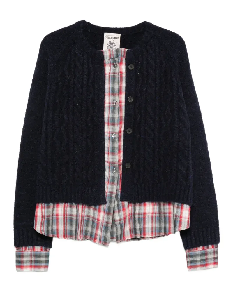 Semicouture cable-knit layered cardigan - Blau Blau