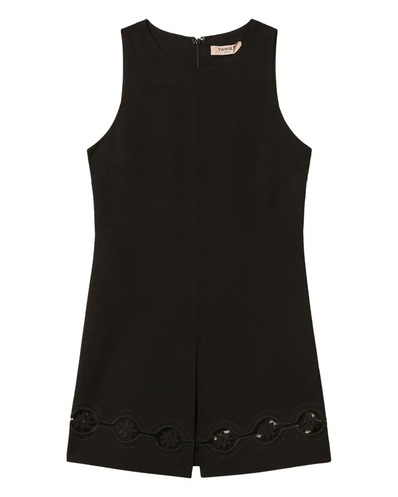 Twin-Set Tunika mit Blumenstickerei - Schwarz Schwarz
