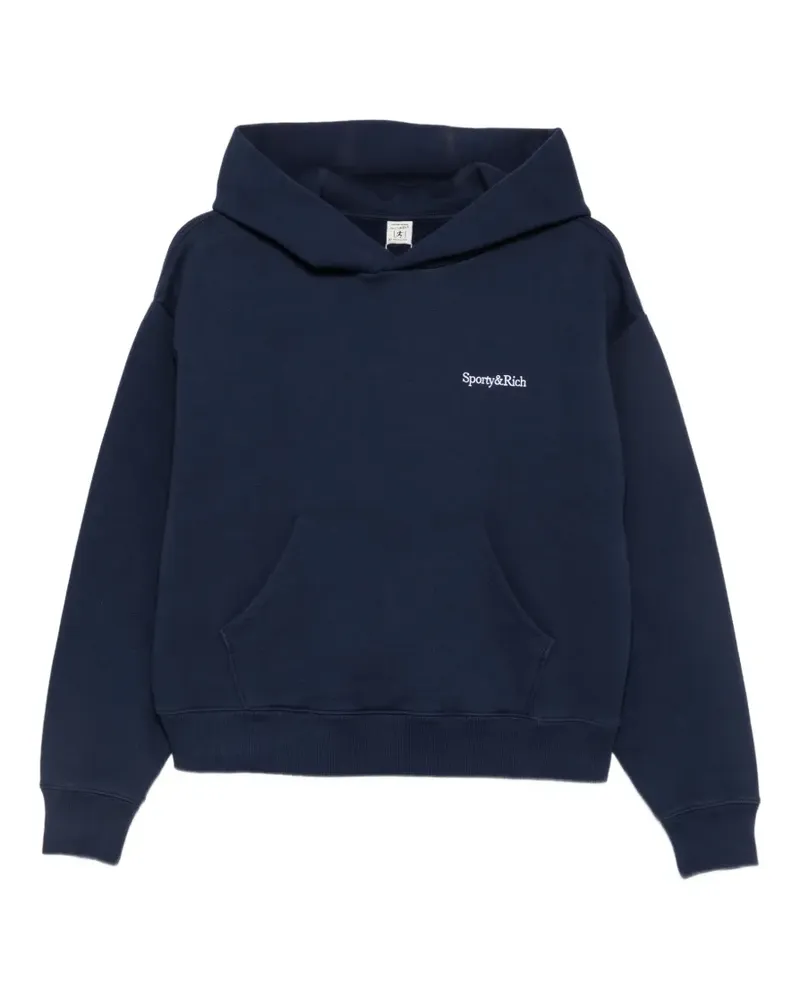 SPORTY & RICH logo-embroidered pouch-pocket hoodie - Blau Blau