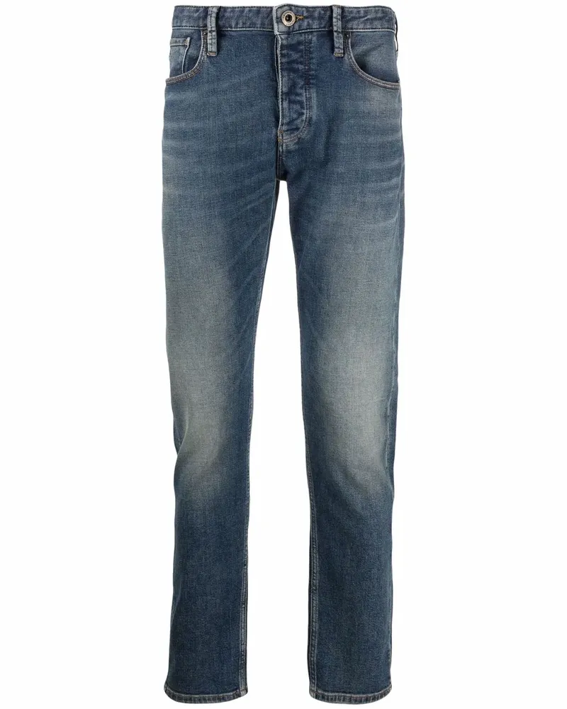 Emporio Armani Tief sitzende Slim-Fit-Jeans - Blau Blau