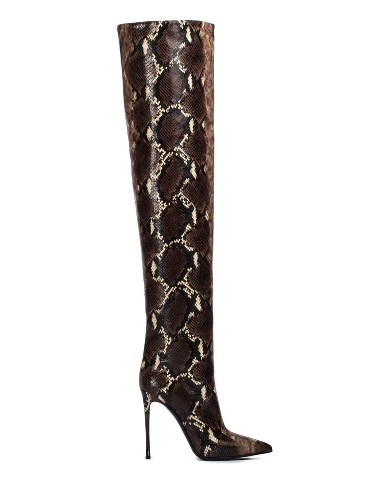 Le Silla Eva Stiefel mit Schlangen-Print 120mm - Braun Braun