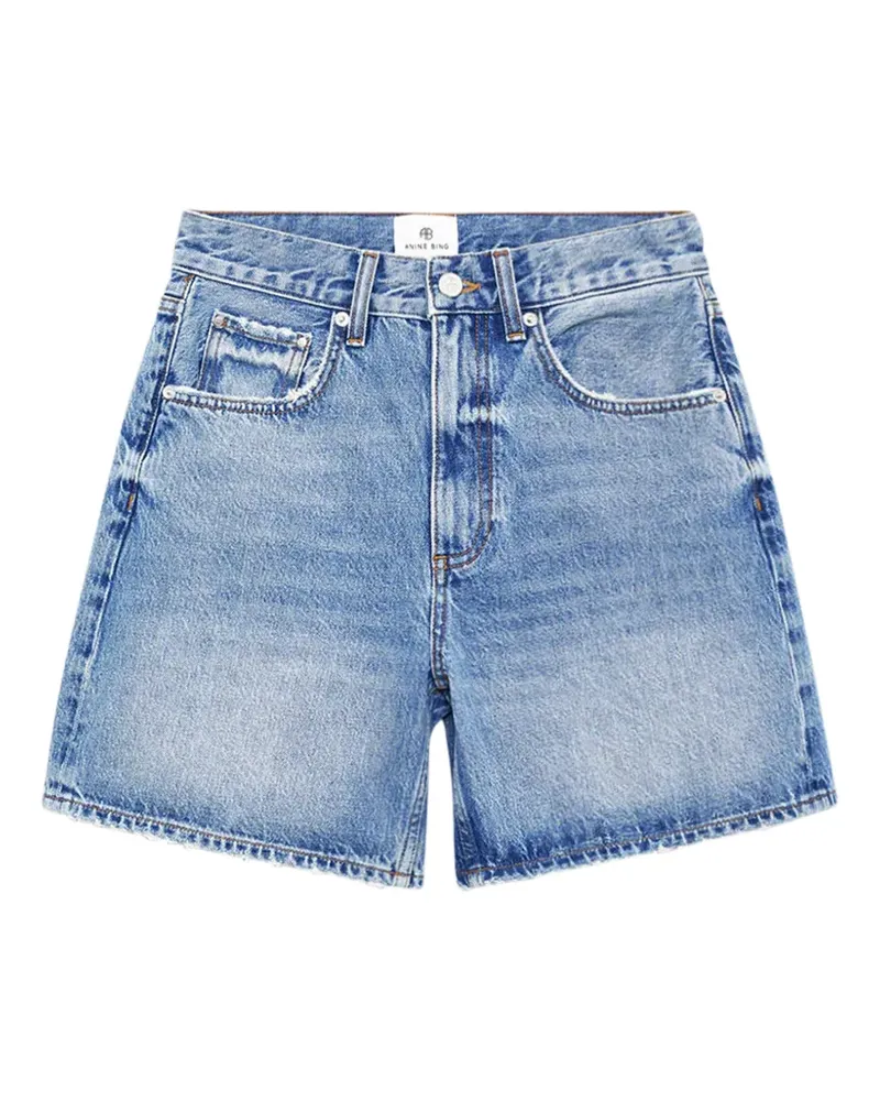 Anine Bing logo-patch shorts - Blau Blau